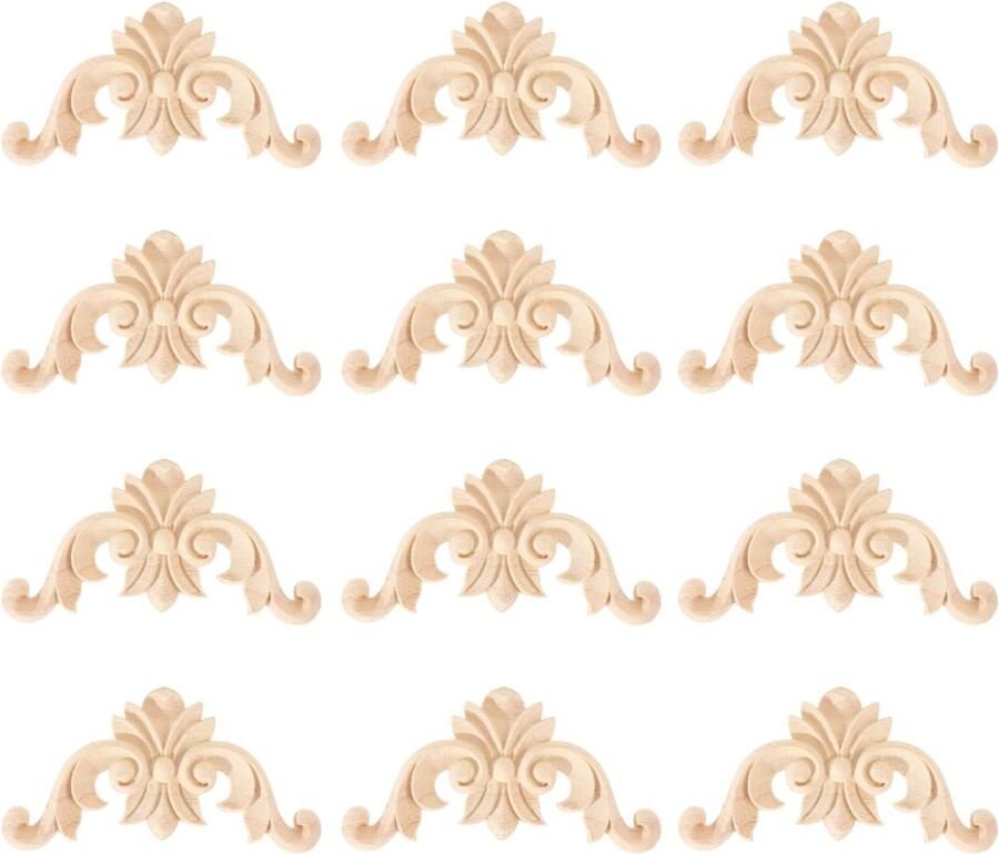 TRANKIELO – 12 Natuurlijke Houten Hoektoepassingen – Onbeschilderd En Gestructureerd – Decoratieve Elementen voor Meubels en Interieur