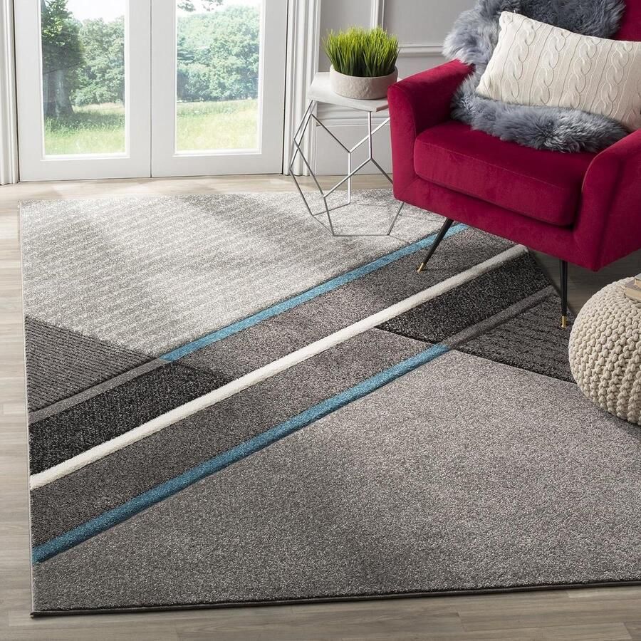 Vintage Teal Grijs Transctioneel 2'7 x 5' Gebiedstapijt