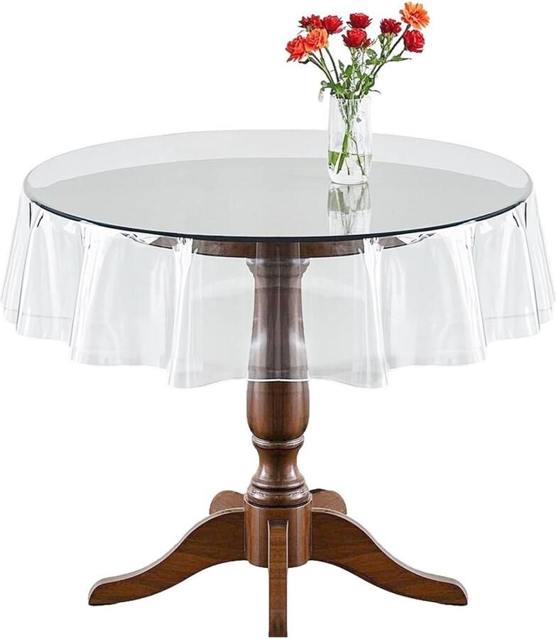 Transparant rond tafelkleed 152 cm PVC hygiënisch en modieus