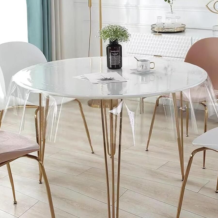 Transparant tafelkleed waterdicht en antislip 1 stuk PVC diameter 153 cm