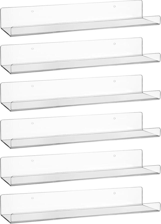 Transparant Wandrek van Acryl 38 cm Set van 6