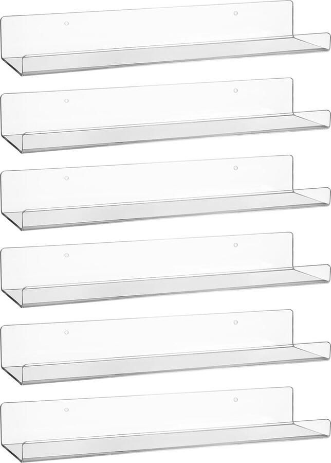 Transparant Wandrek van Acryl Functioneel en Elegant 6 Stuks 38 cm