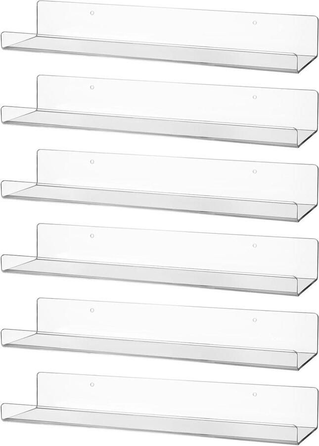 Transparant Wandrek Wandmontage 6 stuks Acryl 38 cm