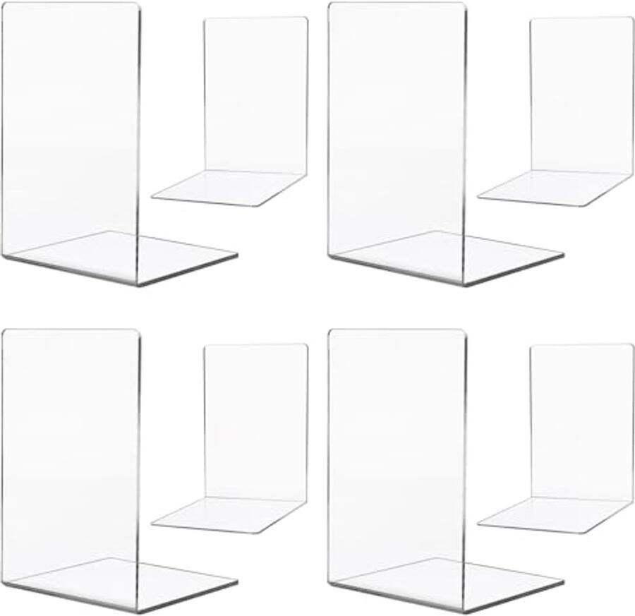 Transparante acryl boekensteunen antislip en decoratief Perfect voor boekenkasten en kantoorinrichting