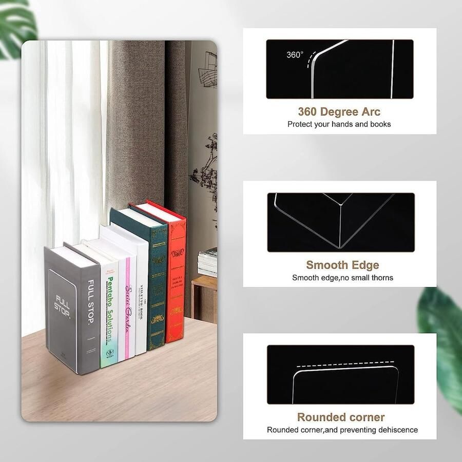 Transparante Acryl Boeksteunen voor Kinderen Kantoor Woonkamer Studie School Boekwinkel Bibliotheek (17 x 12 cm)