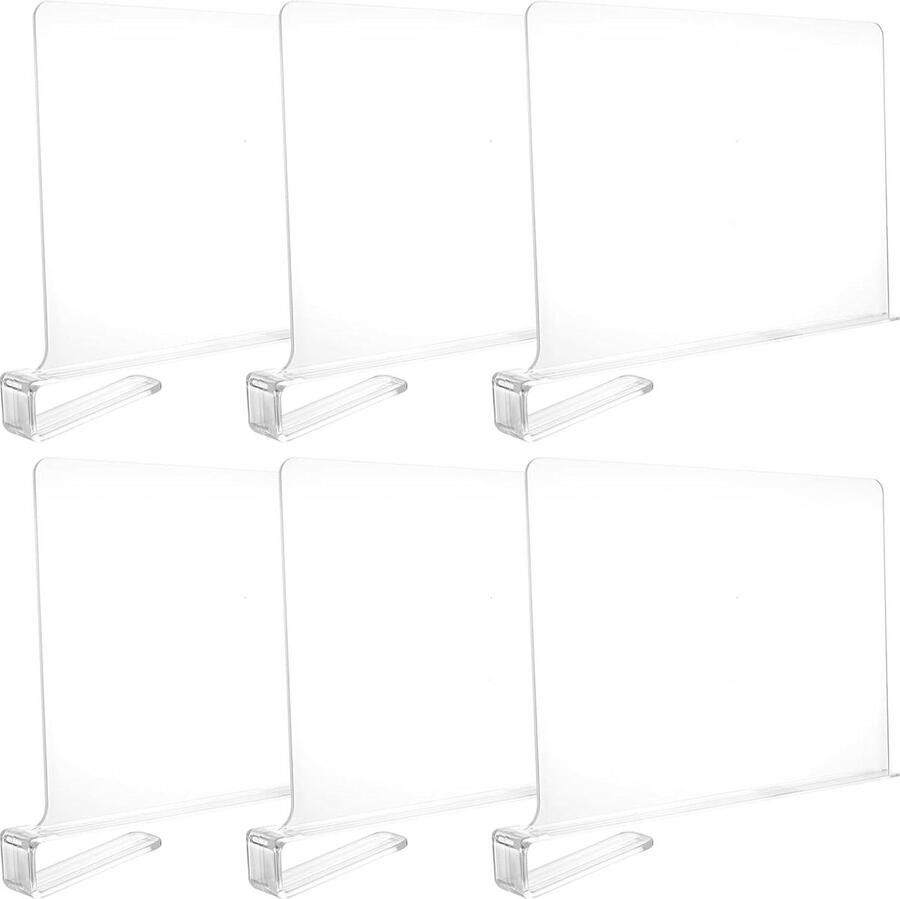 Transparante acryl plankverdelers 6 stuks multifunctionele plankverdeler 205 x 28 cm scheider voor kledingkasten slaapkamer en keukenorganisatie