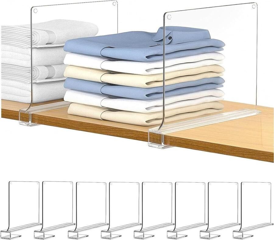 Transparante acryl plankverdelers Multifunctioneel 30 x 20 cm Kledingkastscheider Antislipmatten Slaapkamer Keuken Kasten Organisatie