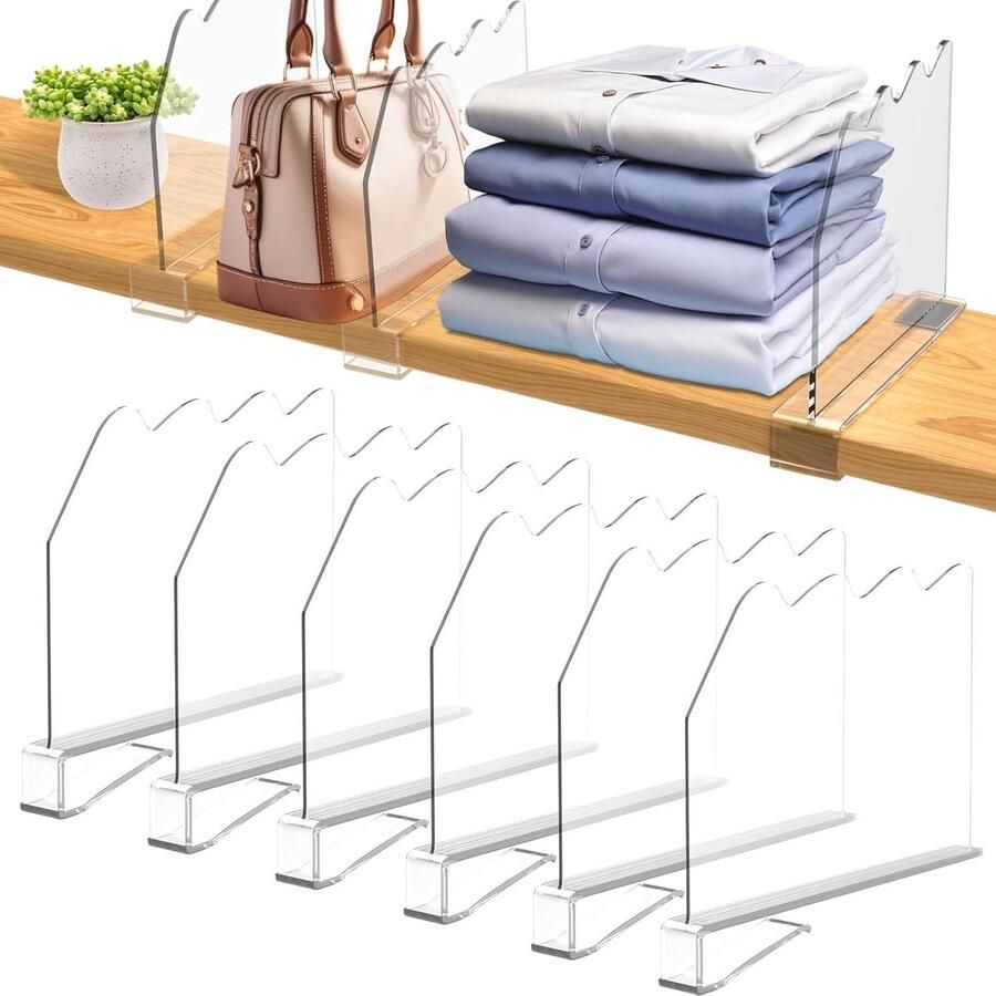 Transparante acryl scheidingskast Set van 6 Multifunctioneel 30 x 20 cm Kledingkast Scheider Slaapkamer Keuken Kasten Organisatie kledingkasten slaapkamer
