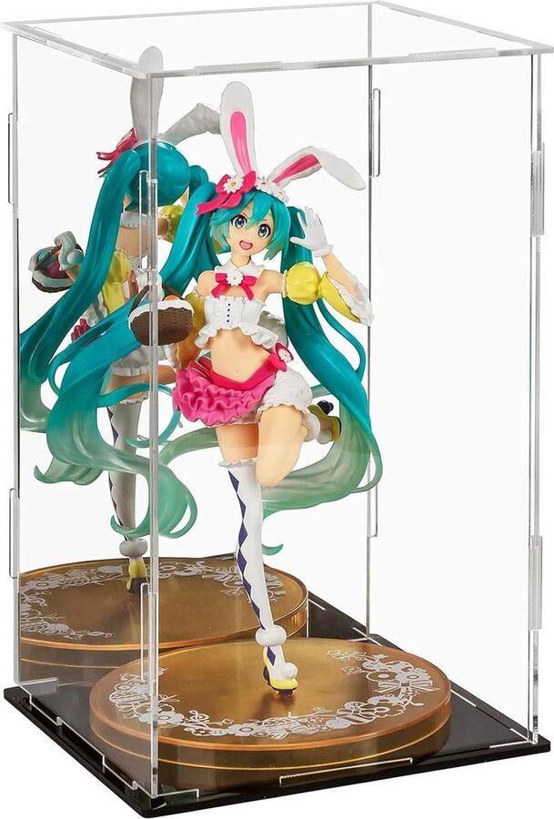 Transparante acryl vitrine actiefiguren 1 stuk zwart acryl 15 2 x 15 2 x 24 9 cm