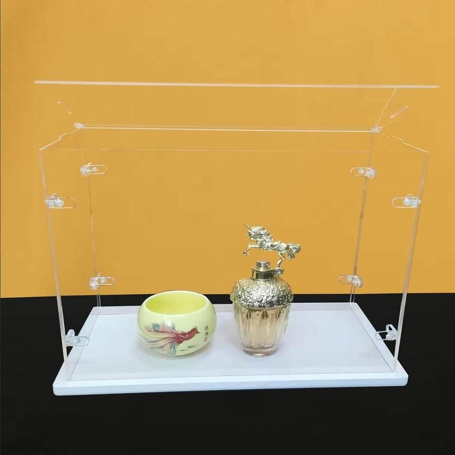 Transparante Acryl Vitrine Robuust Eenvoudig te Monteren 1 Stuk Met Witte Basis