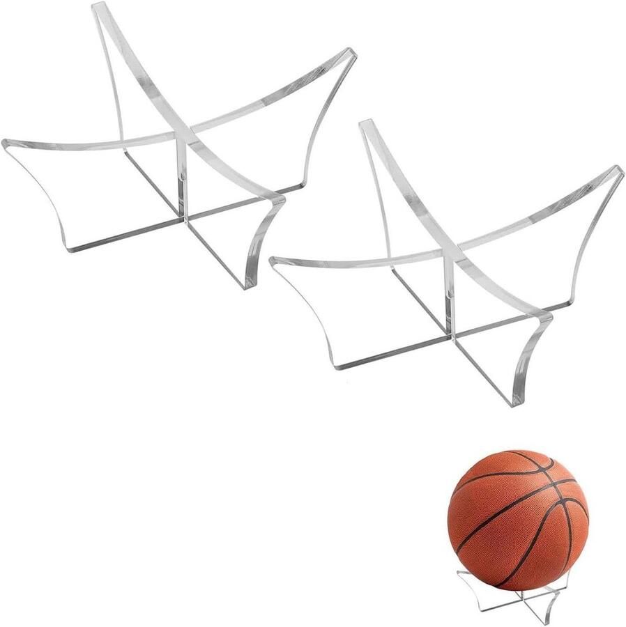 Inovra Plus Acrylbalhouders Transparant Set van 2 Voor Presentatie en Opslag Voetbalstandaard Balhouder