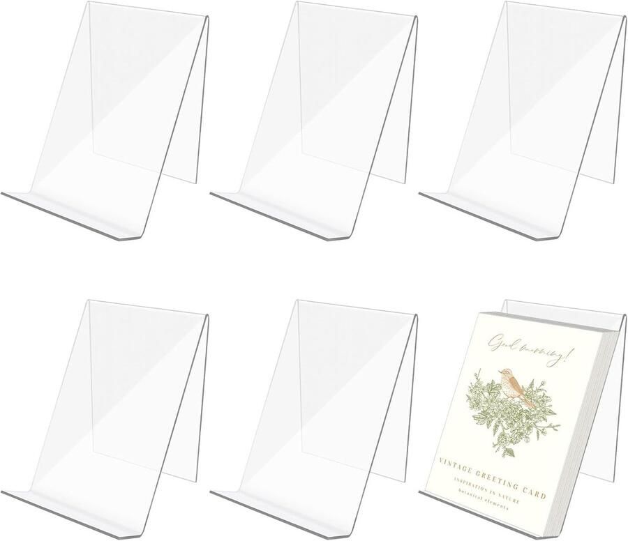 Transparante Boekenstandaard 6 Stuks Acryl Tafelstandaard voor Huis Bibliotheek en Restaurant