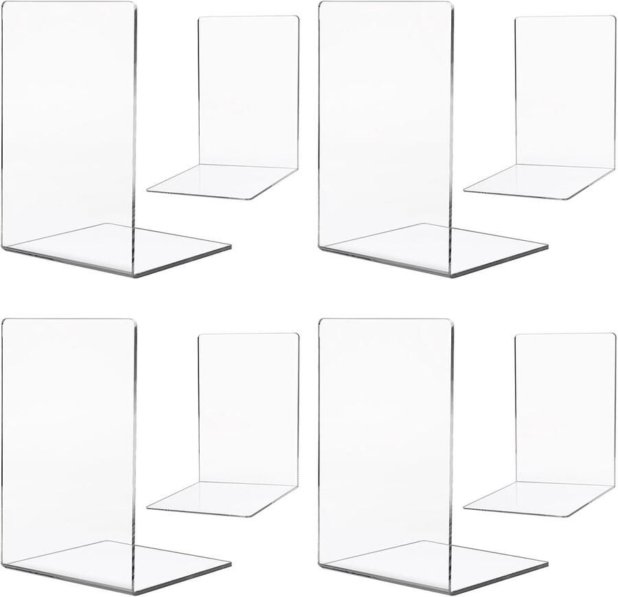Transparante boekensteunen Antislip en decoratief Ideaal voor boekenkasten kantoor en thuis 8 stuks