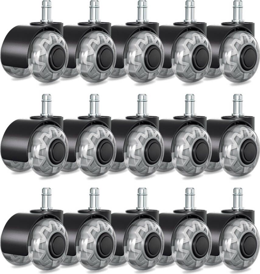 Transparante Bureaustoel wieltjes 11x22 mm 360 graden transparante zwenkwielen Bureaustoelwielen – Bureaustoel Wielen Wieltjes voor Stoelen Geschikt voor Harde Vloer Set van 15 -Bureaustoelwielen krasvrij