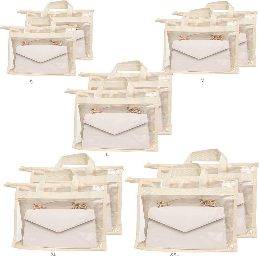 Transparante Handtas Organizer Set van 10 Stofdichte Zakken in Maten