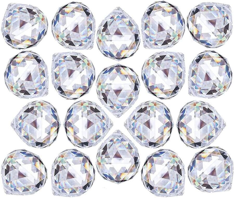Transparante Kristallen Bal Prisma 20mm Feng Shui Glazen Bol 30 Stuks Decoratie voor Plafondlampen en Kantoor Bruiloft en Thuis Feng Shui Opties