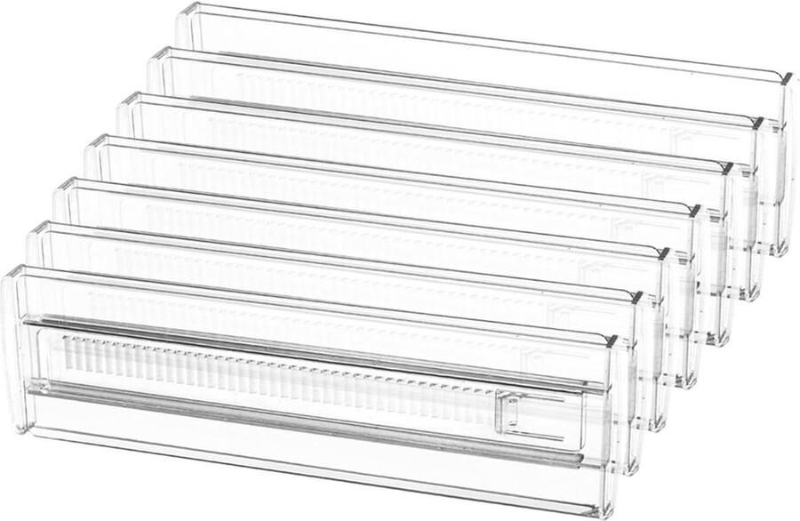 Transparante kunststof ladeverdelers instelbaar & uitbreidbaar 7 stuks voor kleding en keukengerei