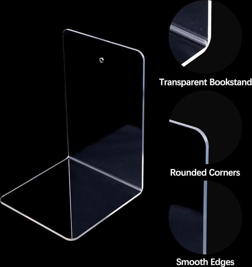 Transparante L-vormige boekensteunen van acryl set van 8 antislip boekenkast decoratie sterk en robuust voor boekenkast kantoor school bibliotheek boeksteun