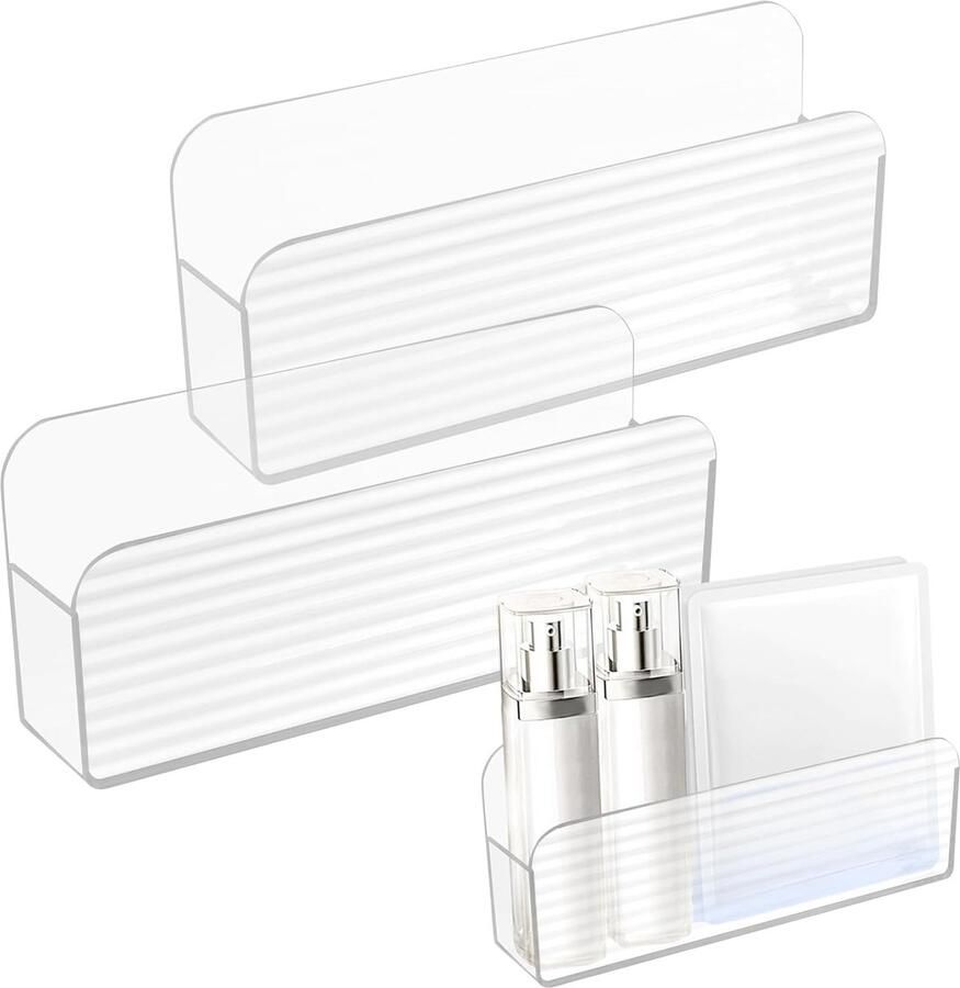 Transparante opbergdoos voor de badkamer wandrek 2 stuks wit PET