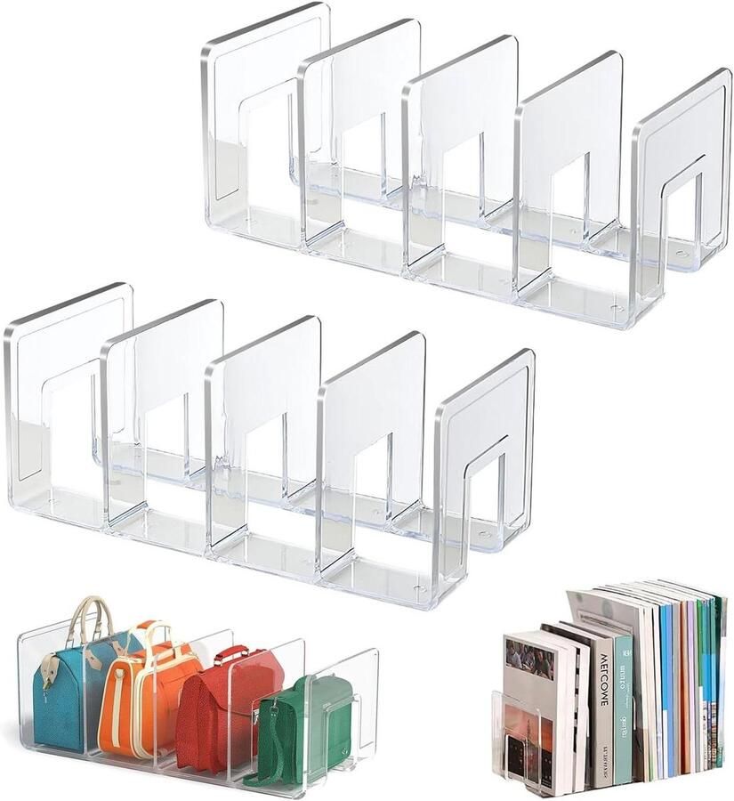 Transparante plankverdeler 2 stuks Organizer voor het organiseren van handtassen (32 x 15 x 13 cm)