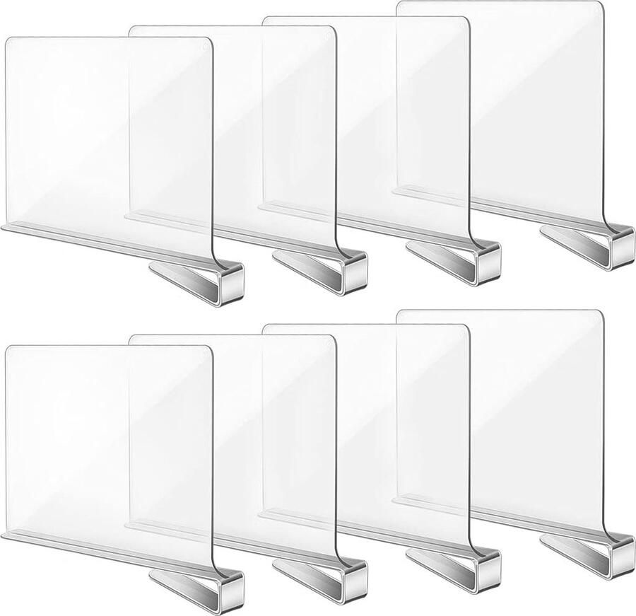 Transparante Plankverdeler multifunctioneel 8 stuks acryl