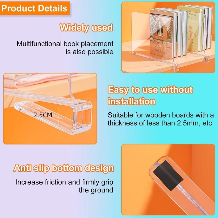 Transparante Plankverdelers 30 x 20 cm Acryl Multifunctioneel Slaapkamer Opslag Kledingkast