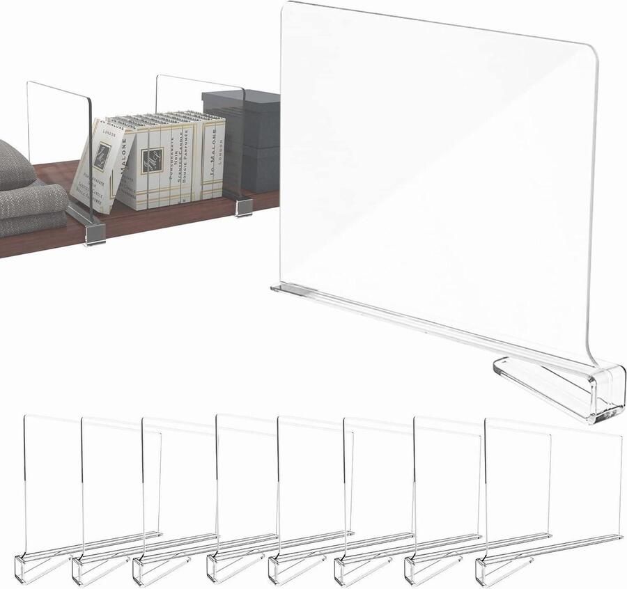 Transparante plankverdelers 8 stuks kledingkast 30 x 20 cm acryl multifunctioneel