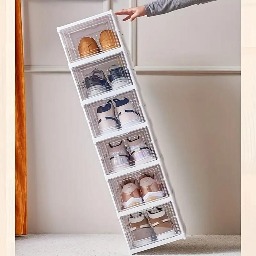 Transparante Schoenenbox – Opvouwbaar – 6 12 Lagen – Stofvrije Hoge Schoenenkast met Meerdere Opslagmogelijkheden