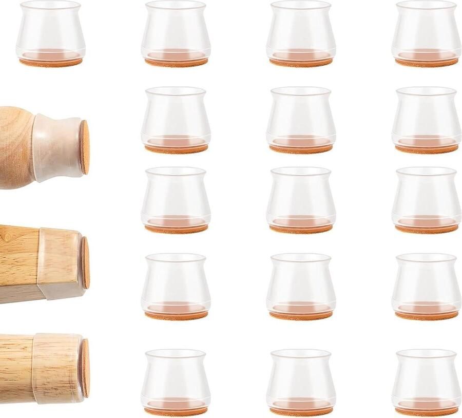 Transparante siliconen beschermkappen voor stoelpoten Stoelviltjes 16 stuks 15-25 mm Vloerbescherming tegen krassen Eenvoudig te installeren