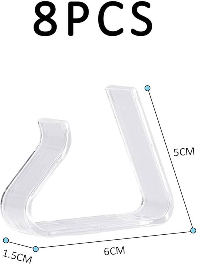 Transparante tafelkleedklemmen antislip set van 8