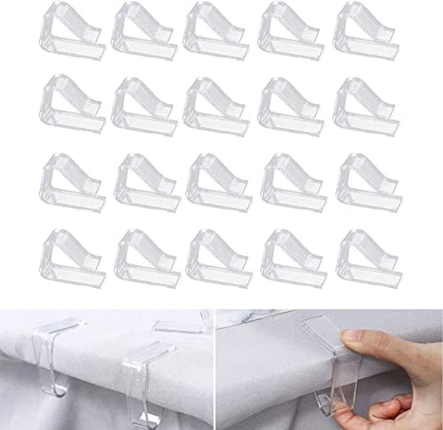 Transparante Tafelkleedklemmen voor Binnen en Buiten – 20 Stuks