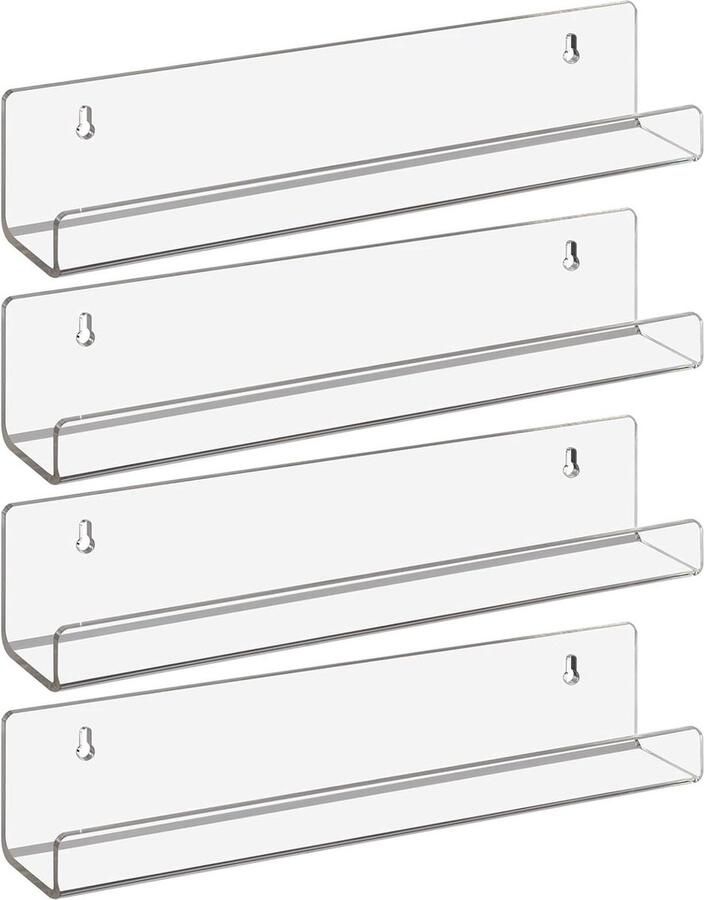Transparante zwevende planken wandgemonteerd multifunctioneel 4 stuks acryl 34 8 x 5 8 cm