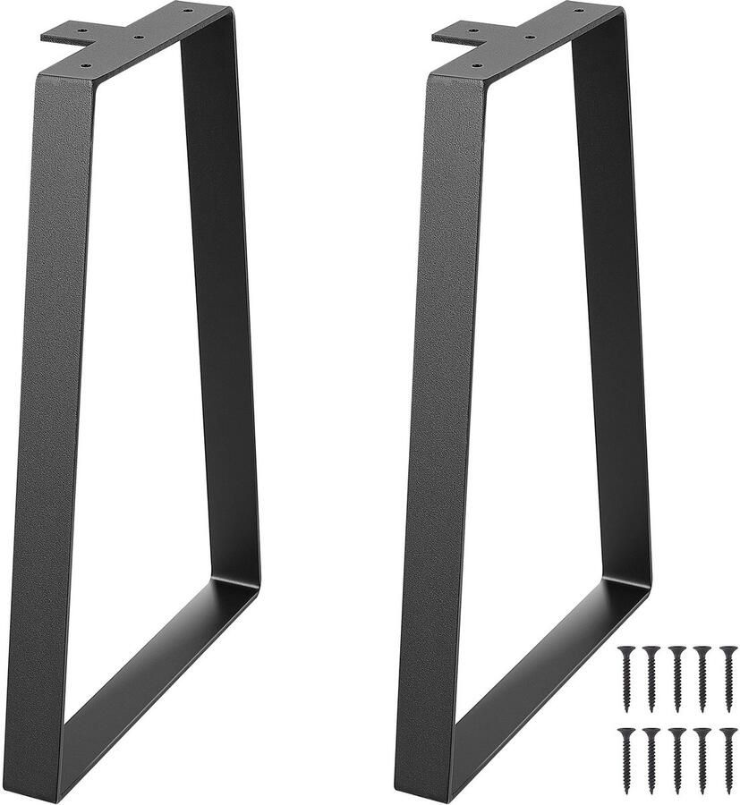 Trapeziumvormige Stalen Tafelpoten Van 406 4 Mm Set Van 2 Geschikt voor Zelfbouw Salontafels Maximale Belasting 181 4 Kg Snelle Montage Zwart