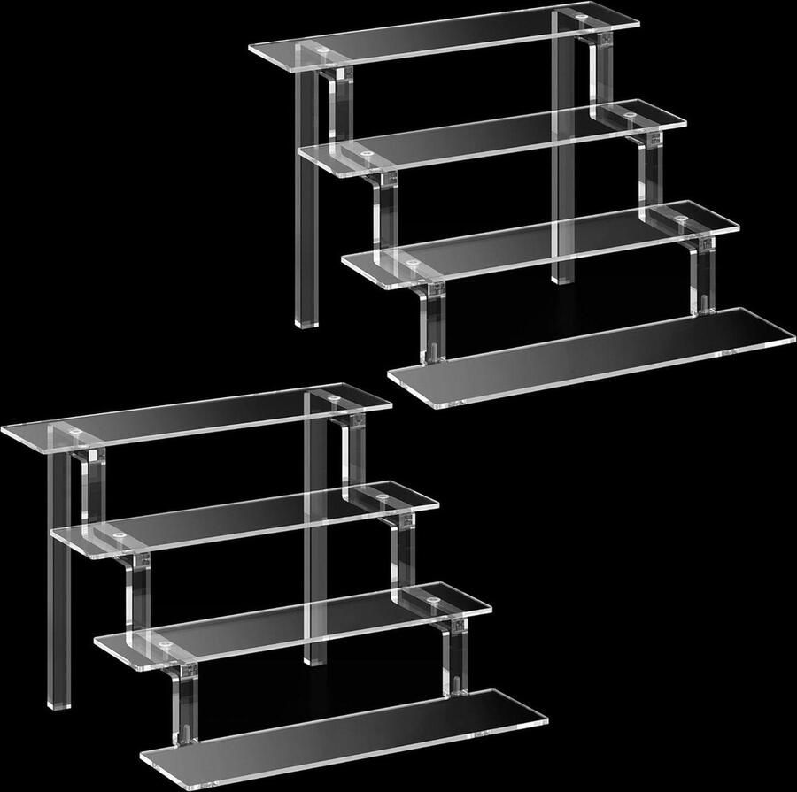 Trappendisplay standaard plexiglas displayrek 4 niveaus cosmetica opslag organizer planken Acryl popfiguren standaard rek Cupcakestandaard kruidenrek Doorzichtige vitrine