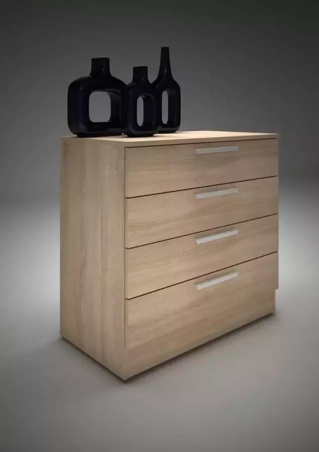 Vente-unique Ladekast MATHIAS 4 laden eiken L 80 cm x H 76 cm x D 40 cm - Foto 3