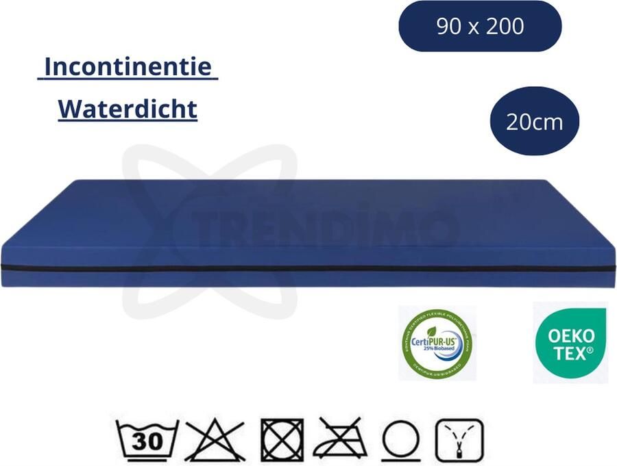 Trendimo Zorgmatras Koudschuim HR 90x200 18 CM Waterdichte Incontinentie matras