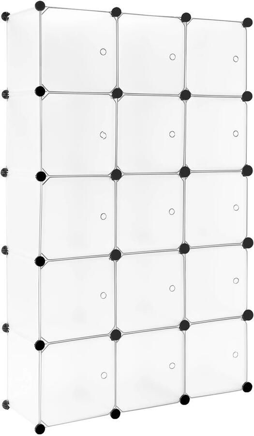 TrendWave Witte Schoenenkast met 15 Kubussen – Modulair DIY Schoenenrek & Opbergkast – Garderobe Scheidingswand Woonkamer Hal