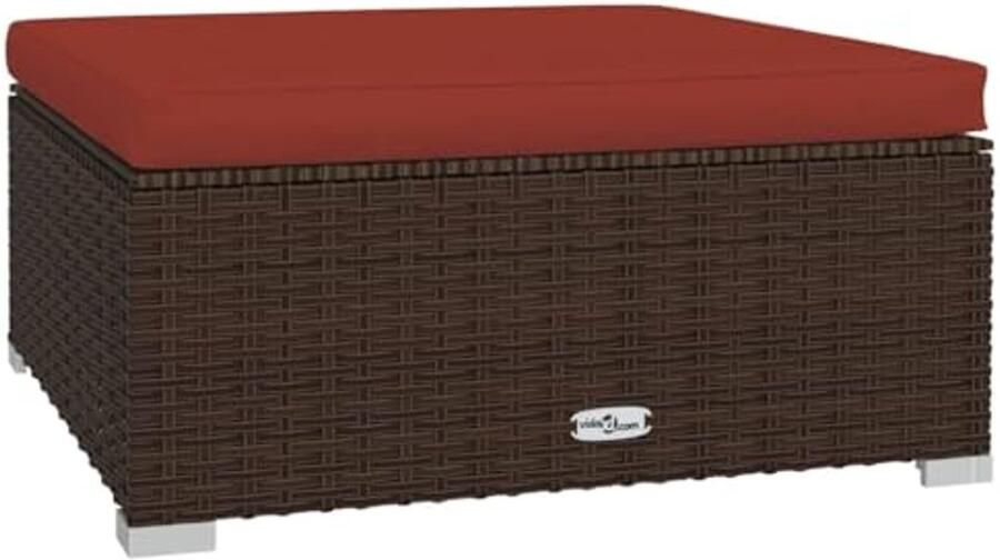 Trendy Garden Footstool 70x70x30 cm Bruin Poly Rattan