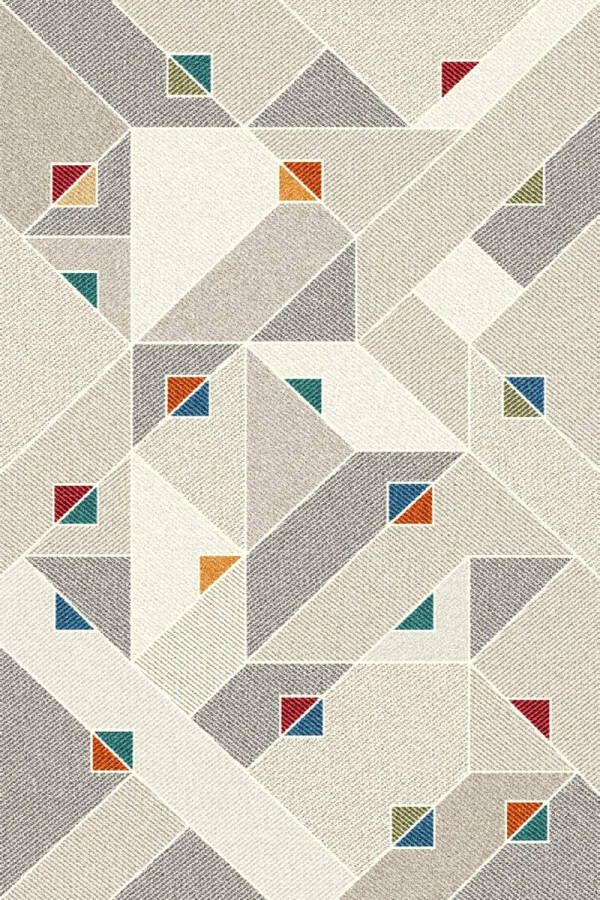 Wollen vloerkleed 200x300cm Voor binnen Designer Modern Geometrisch- Woonkamer Kantoor Laagpolig Carpet - Foto 2