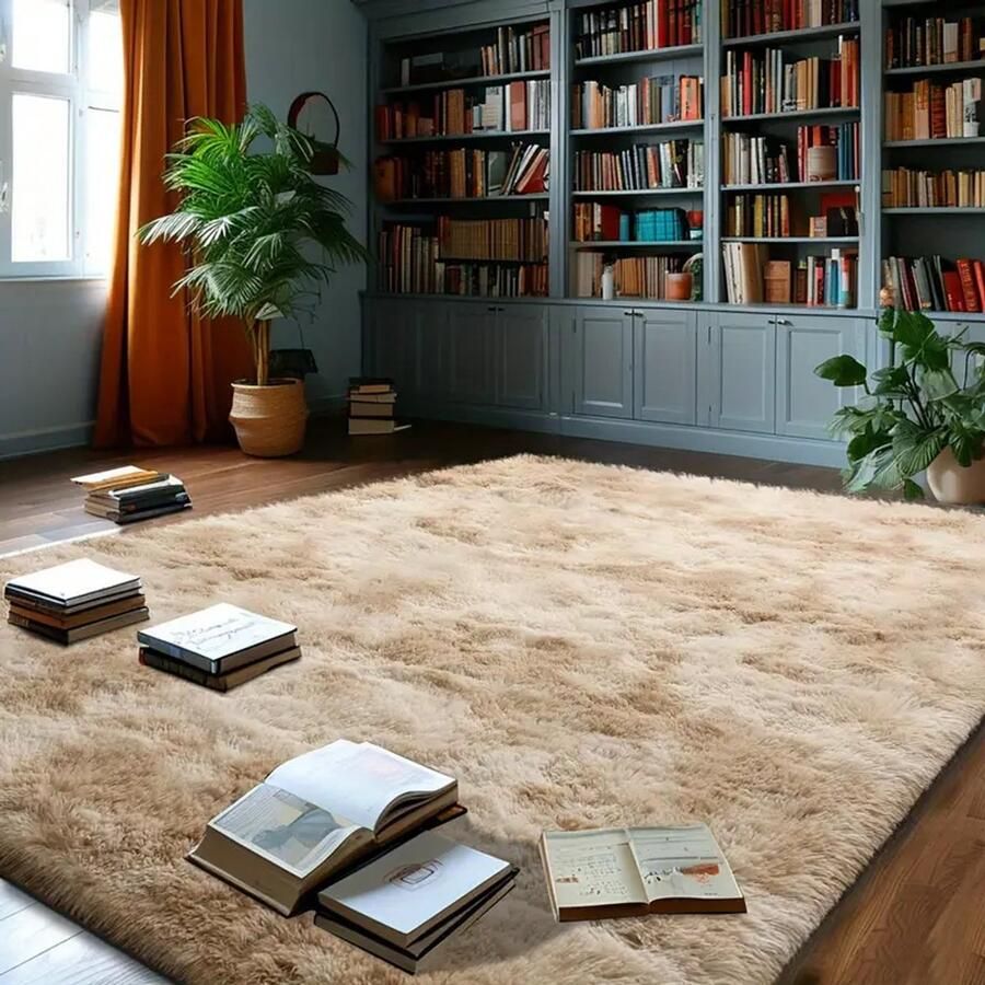 Trendy Luxe Vloerkleed – Pluizig & Zacht – Antislip Wasbaar Tapijt Beige 183x274 cm – Modern Woonkamer & Slaapkamer Interieur