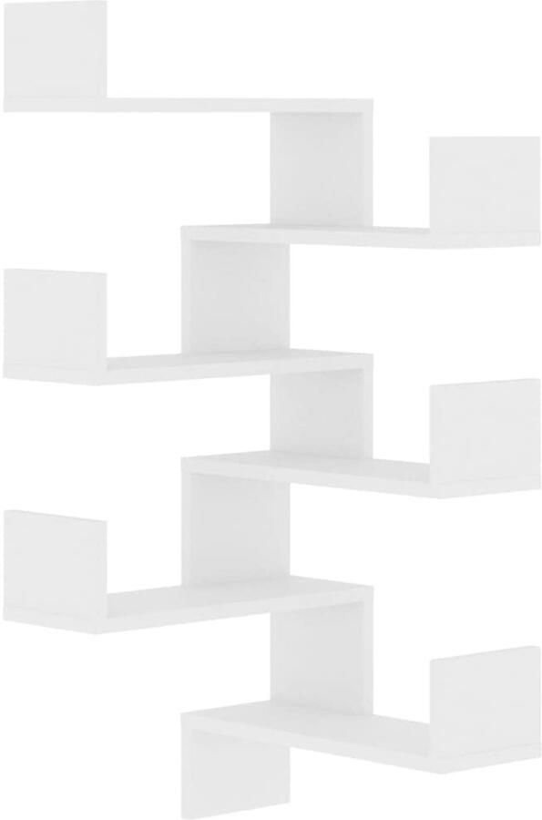 VidaXL 2x Wandplank Hoekplank Boekenkast Wandplank Hangplank Keukenplank Zwevende plank Decoratieve plank Woonkamer Wit 40x40x50cm Hout Materiaal