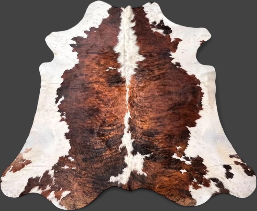 Tri color Koeienhuid 230x220 Tricolor Normandische koeienvel koeienhuid vloerkleed T.01 bruin zwart wit - Foto 5