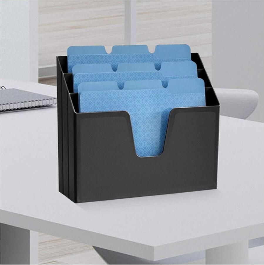 Triple File Horizontaal Organiser 3 Vakken Bureau Bestand voor Papier en Documenten Mappen Organisator voor Kantoor (Zwart)