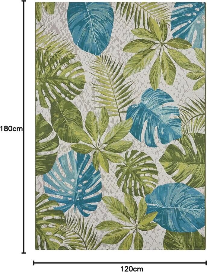 Tropisch Bladeren Vloerkleed voor Binnen en Buiten Weerbestendig en UV-bestendig Perfect voor Balkon Terras en Tuin 120 cm