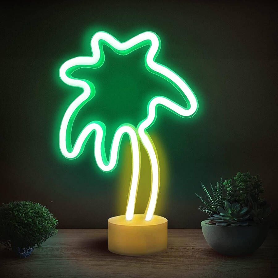 Tropische Kokosboom Neon LED-Verlichting Decoratieve Slaapkamer en Kinderkamer Lamp USB Batterij Aangedreven Ideaal voor Vakantie & Verjaardagscadeaus