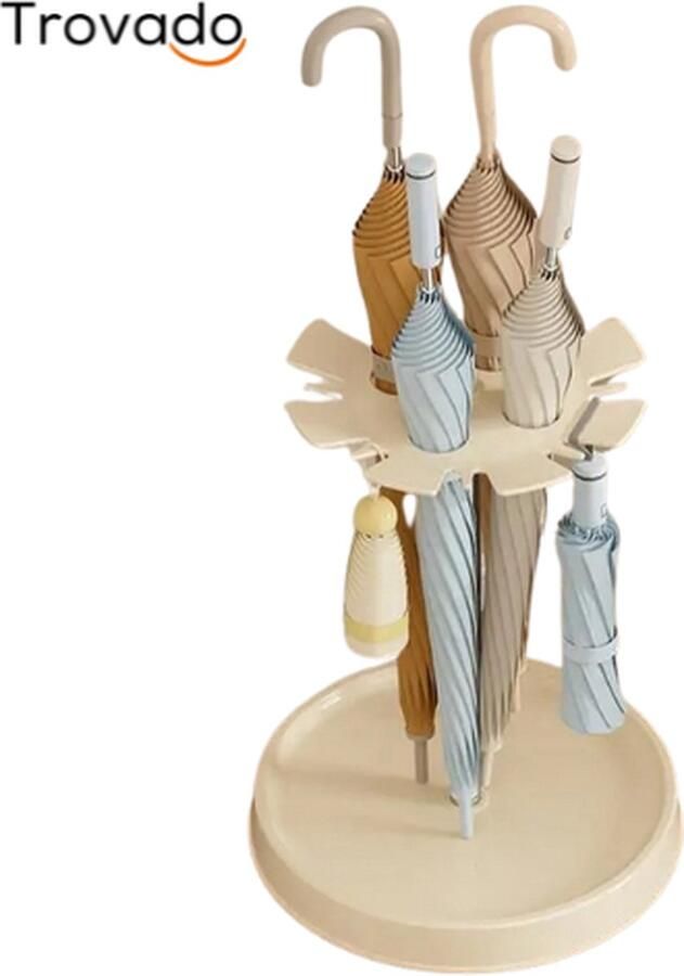 Trovado Paraplubak Parapluhouder Umbrella bak Wit Rond Design Opvangbak regenwater Diameter 33 CM 44 CM Hoog