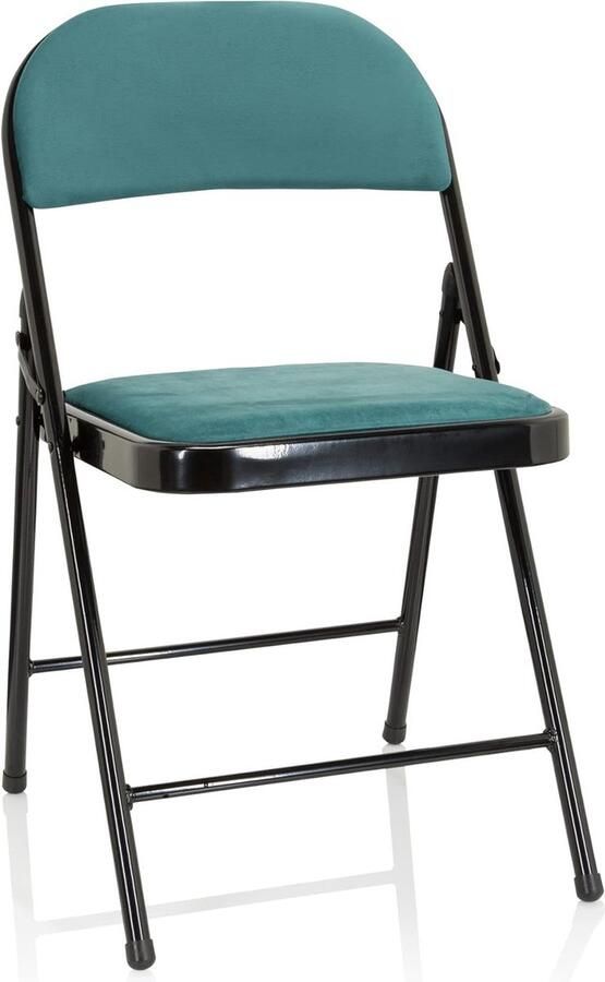 KANTOOR Tudela 803012 klapstoel gevoerd fluweel turquoise gastenstoel klapstoel draagvermogen tot 130 kg