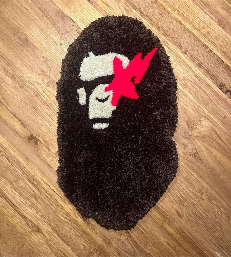 Tufted Rug Vloerkleed Tufted Rug Gepersonaliseerd Tuft Kleed Bape Bruin 53x28cm