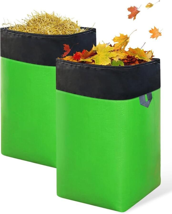 Tuinafvalzakken Set van 2 met Dubbele Trekkoordsluiting Grote Inhoud voor Gras en Bladeren