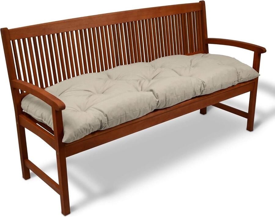 Tuinbank Kussen 150 x 50 x 10 cm Comfortabele Zit- en Rugkussens voor Tuinmeubelen Beige